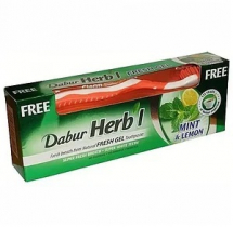 Зубная паста с мятой Dabur Herbal Tooth Paste-Mint & Lemon 150 гр.+ зубная щетка