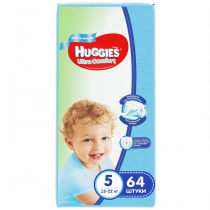 Подгузники Huggies Ultra Comfort 5 Giga №64 вес12-22 кг для мальчиков