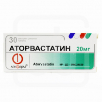 Аторвастатин таблетки 20мг №30