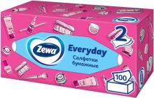 Салфетки бумажные для лица Zewa Everyday двухслойные косметические 100 шт
